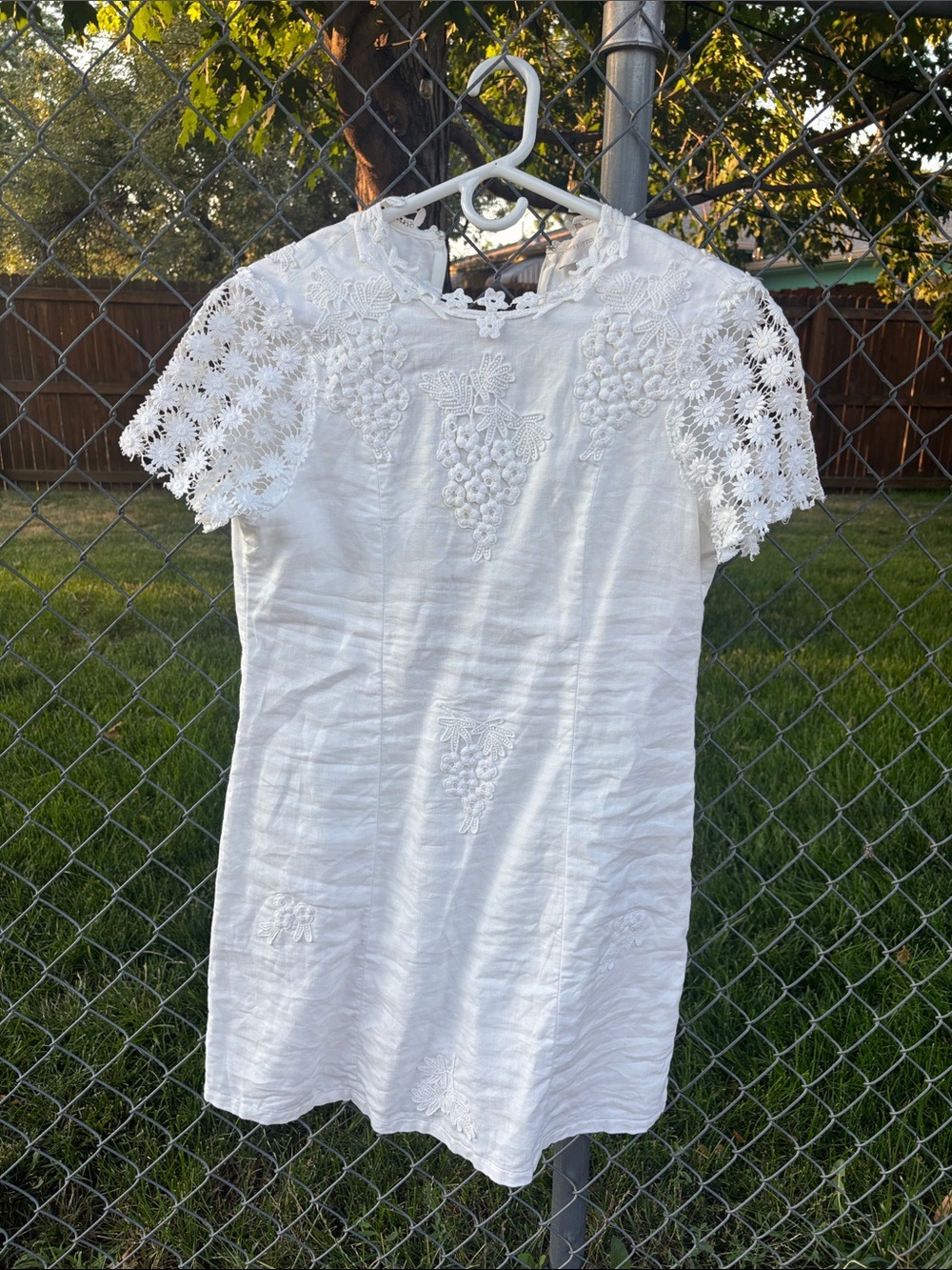 Corey Lynn Calter White Embroidered Lace Sleeve Mini Dress